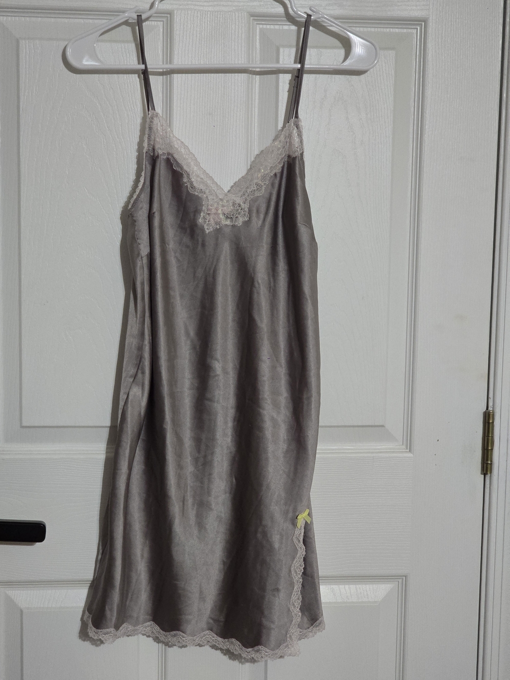 Victoria's Secret Gray Satin Lace-Trim Chemise